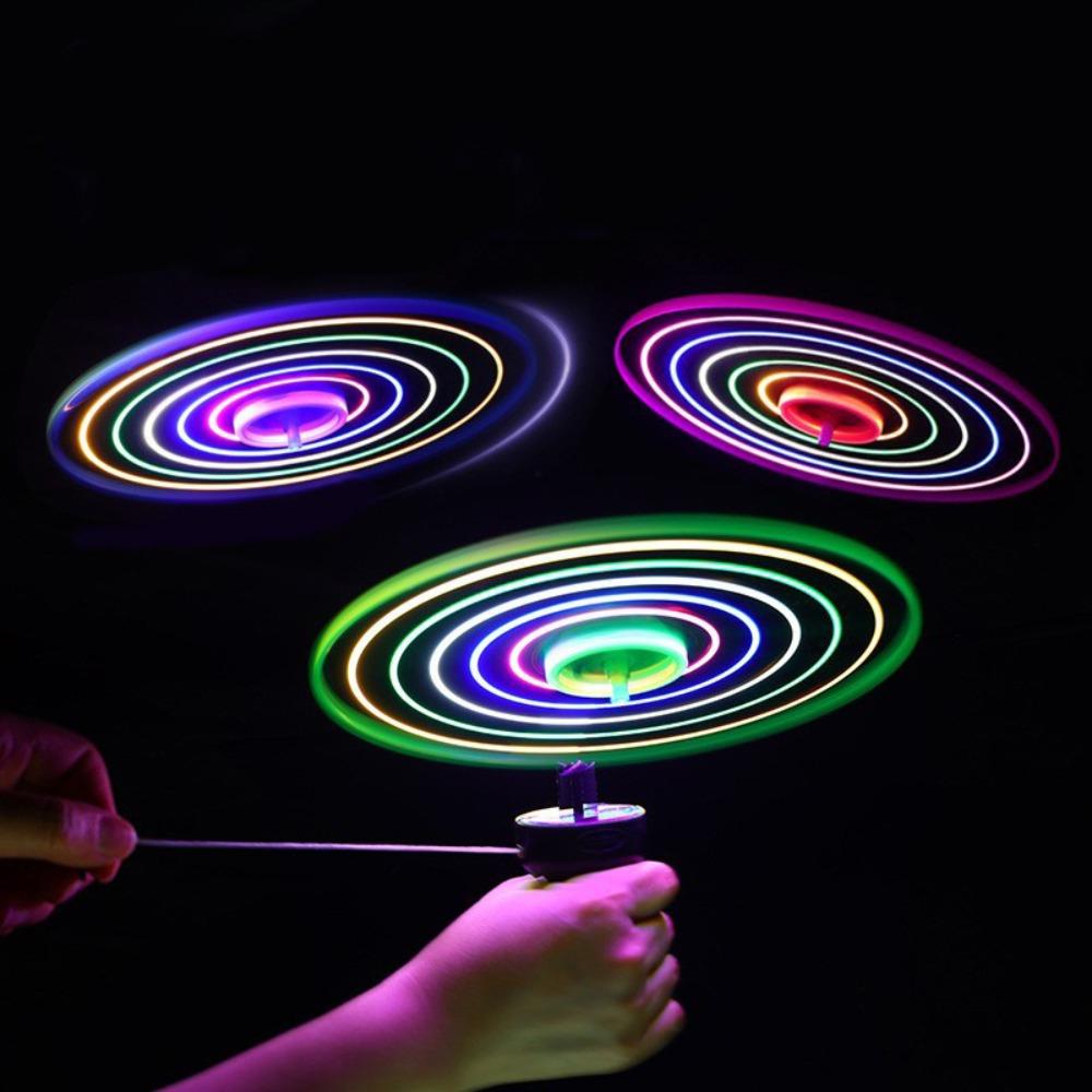 with Pull Rope Rotating Flying Toy Rotating Design Flashing Flying Toy Pull Line Saucer Toys  Beach B 1PC Random color