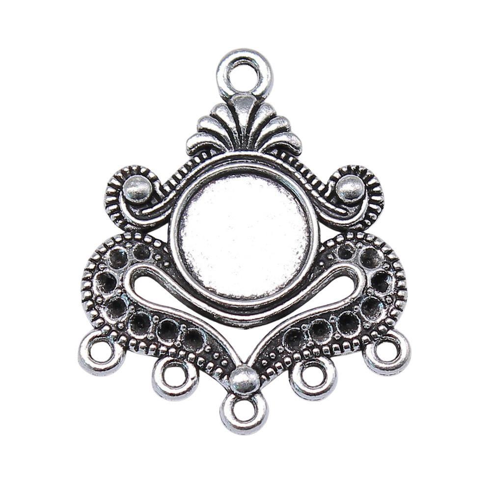 Floral Multi Loop Charm Vintage Filigree Findings Fit Flat Cabochon For Jewelry DIY