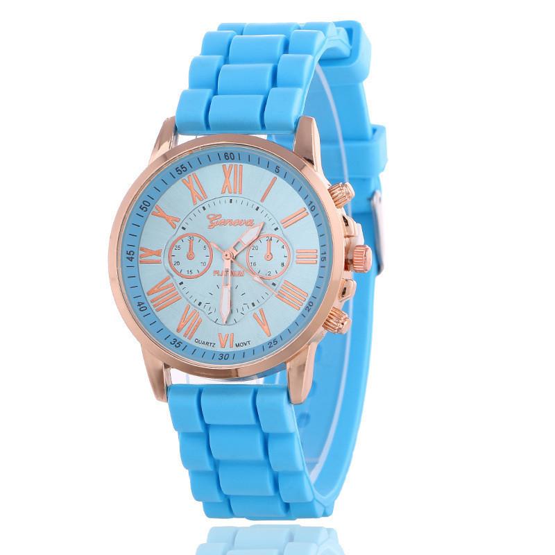 Silicone Case Ladies Quartz Watch With World Time Function For Fashion Students