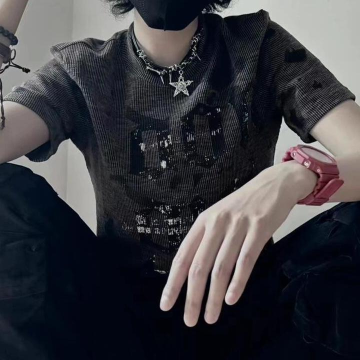 Dámské letterové tiskové Y2k estetické košile Streetwear Casual Vintage topy Letní Harajuku volná hip-hopová trička