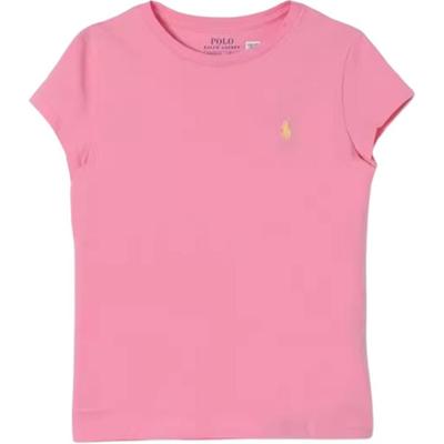 Polo Kids Logo Embroidered Round Neck Short Sleeve T-Shirt Kids Tops Pink 313833549-072