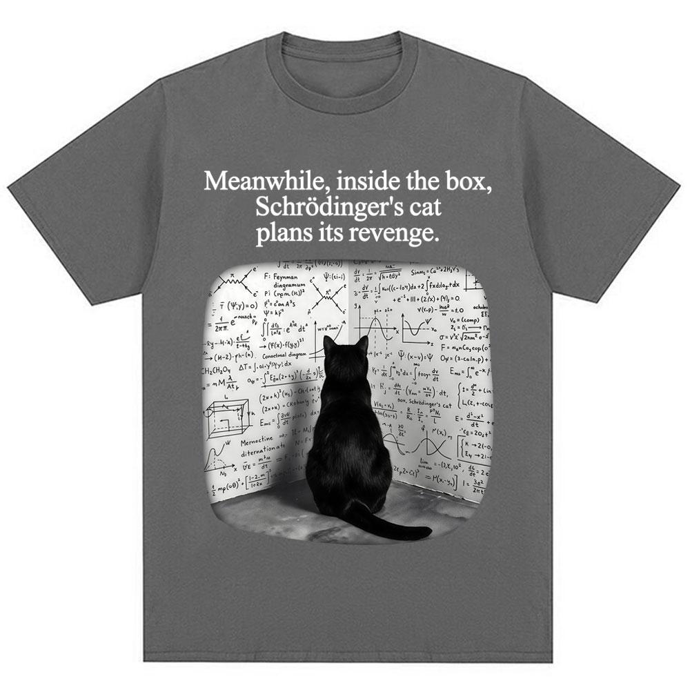 Schrodinger Cat Funny Physics Science Graphic T Shirts Unisex Unisex Vintage Fashion Short Sleeve Oversized Cotton Casual TShirts
