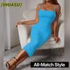 Women's Fashion Summer Spring Solid Color Print Sleeveless Square Collar Casual Dresses