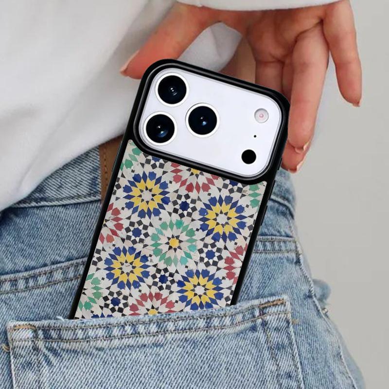 Moroccan Tiles Pattern soft Phone Case for iPhone 17ProMax 12 13 14 15 16e 17 Pro Max Plus Air Cover