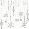 16 Pack 2D Christmas Tree Ornaments Colorful Acrylic Snowflake and Icicle Hanging Decorations for Holiday Xmas Tree