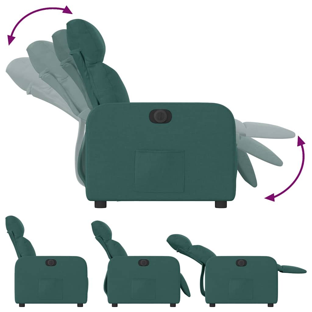 Electric Recliner Chair Dark Green Fabric