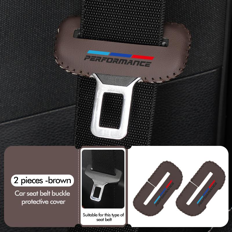 For BMW 1/2pcs Car Seat Belt Buckle Cover Leather Protector Anti-collision Case Accessories Performance E91 X5 E70 F11 E30 F31 E1