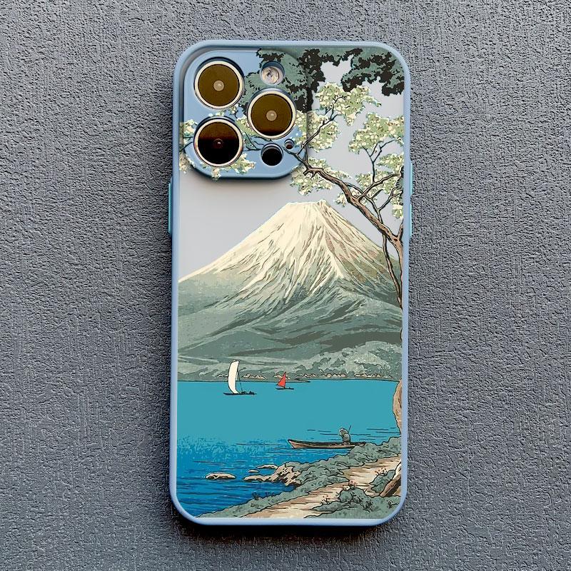 Cherry Japanese Phone Case for iPhone 16 15 14 13 12 11 Pro Max Mini SE 7 8 Plus XR XS X Mount Fuji Shockproof Back Cover Cases