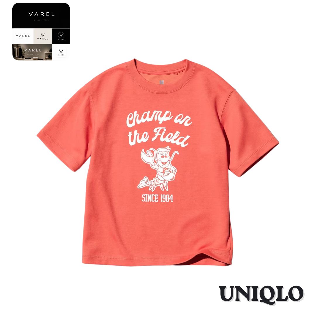 UNIQLO 483416 AIRism Cotton Graphic Crew Neck T-Shirt RED Kids Japan 130 красный