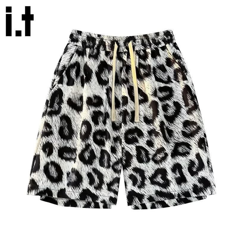 CHOCOOLATEit Men s Leopard Print Ice Silk Casual Shorts 5XL