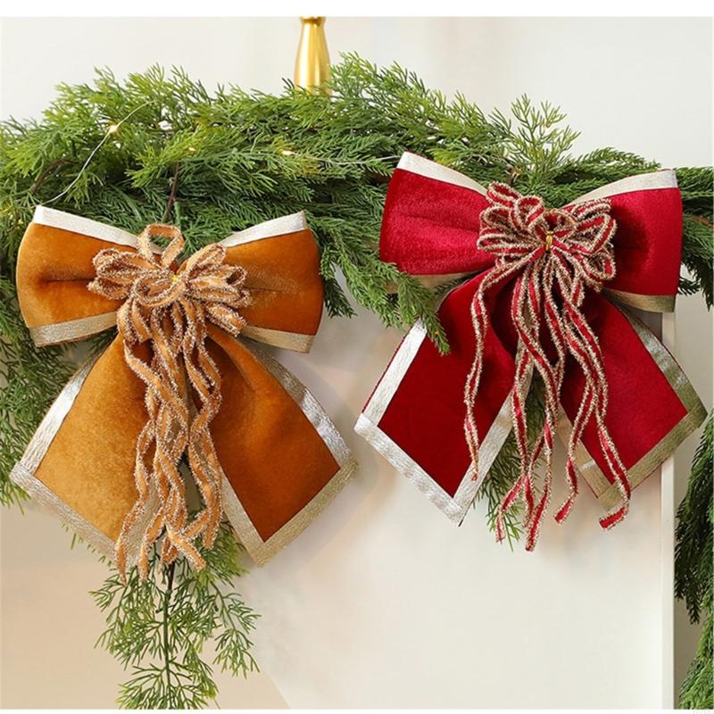 Velvets Holiday Bows Decoration Easy to Hanging Bowknot Pendant for Tree Window