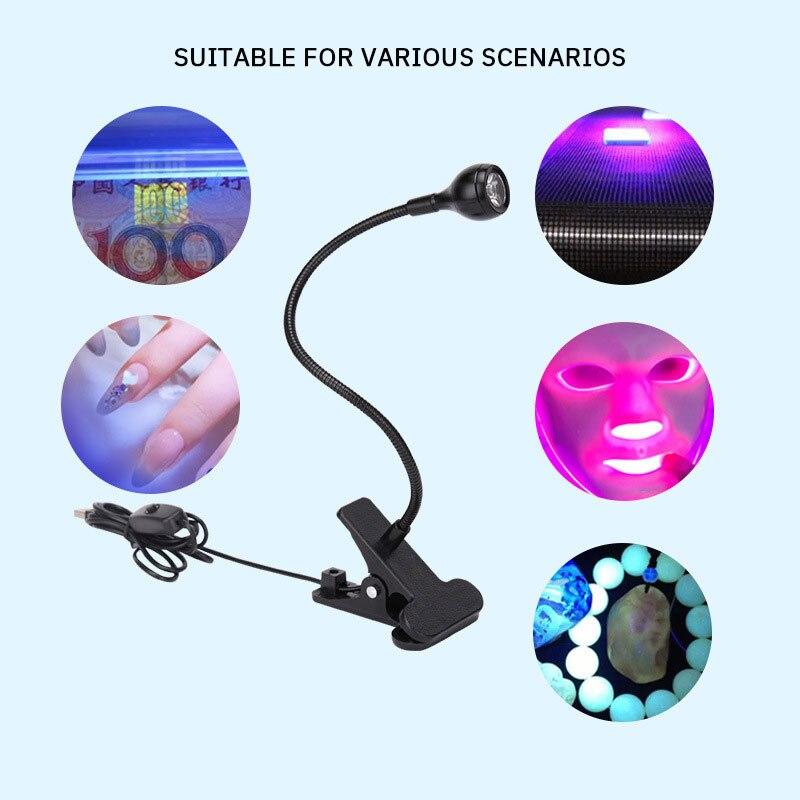 Purple Light Multifunctional High Quality Manicure UV Glue Curing Lamp with Clip and Switch USB Lamp One Lamp Multipurpose