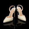 Luxusní Ručně vyráběné Svatební Dámské Lodičky z Plných Perel Elegantní Špičaté Slingbacks na Vysokém Podpatku Letní Párty Svatební Boty