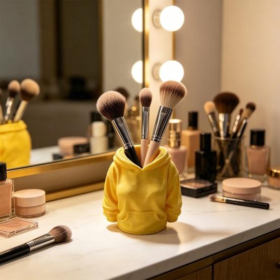 3D Printed Hoodie Pen Holder, Makeup Brush Organizer for Desk, Creative Sweatshirt Shape Pencil Storage Container, School Office Supplies