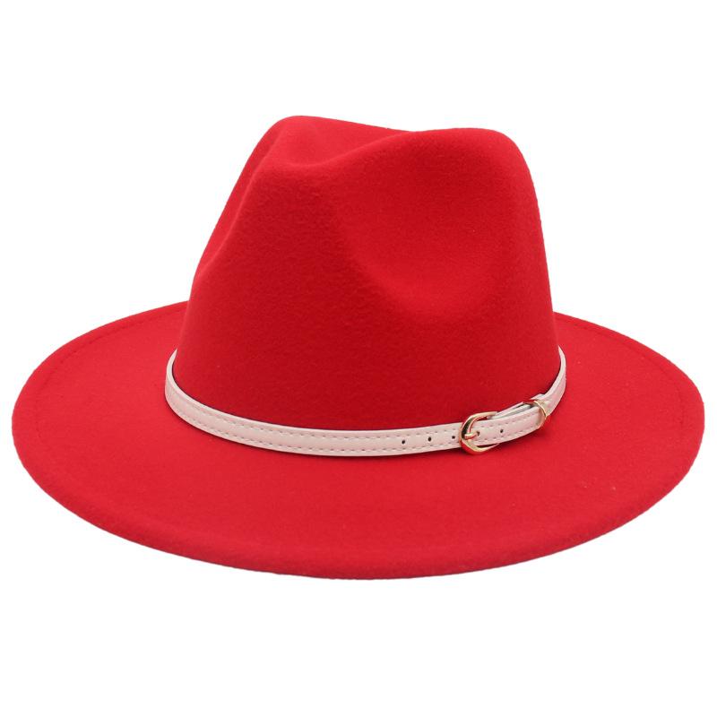 Big Brim Top Hat Women'S Coat With Hat Felt Hat Solid Color Cashmere Jazz Hat
