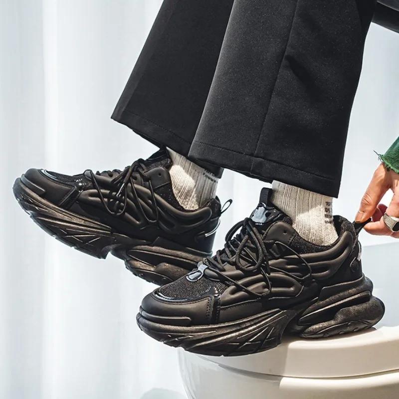 Mesh Sports Shoes for Men's Spring/autumn New Breathable Thick Soles with Increased Height Dad Shoes Mans Casual Shoes Sneakers