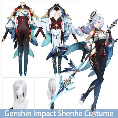 Shenhe Cosplay Game   Costume Anime  Cosplay Uniform Wig Sexy Women's Bodysuit Halloween Costume