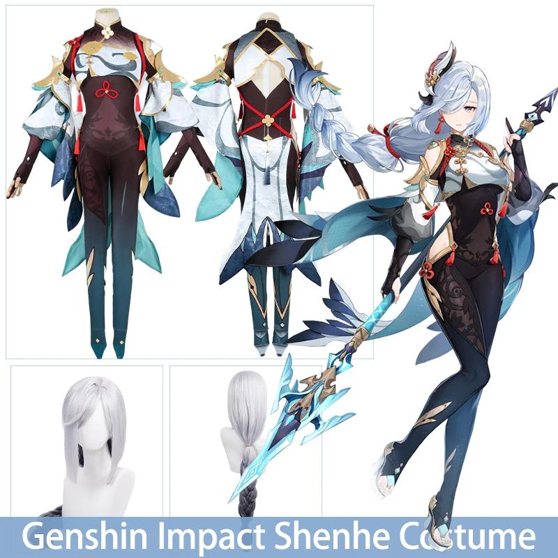 Shenhe Cosplay Game   Costume Anime  Cosplay Uniform Wig Sexy Women's Bodysuit Halloween Costume