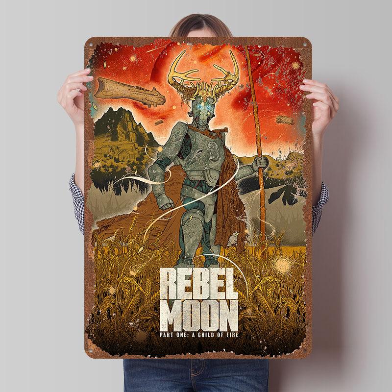 Rebel Moon Print Tinplate Posters Customizable Wall Art Retro Vintage Metal Tin Signs for Home and Decoration Gaming Desk Decor