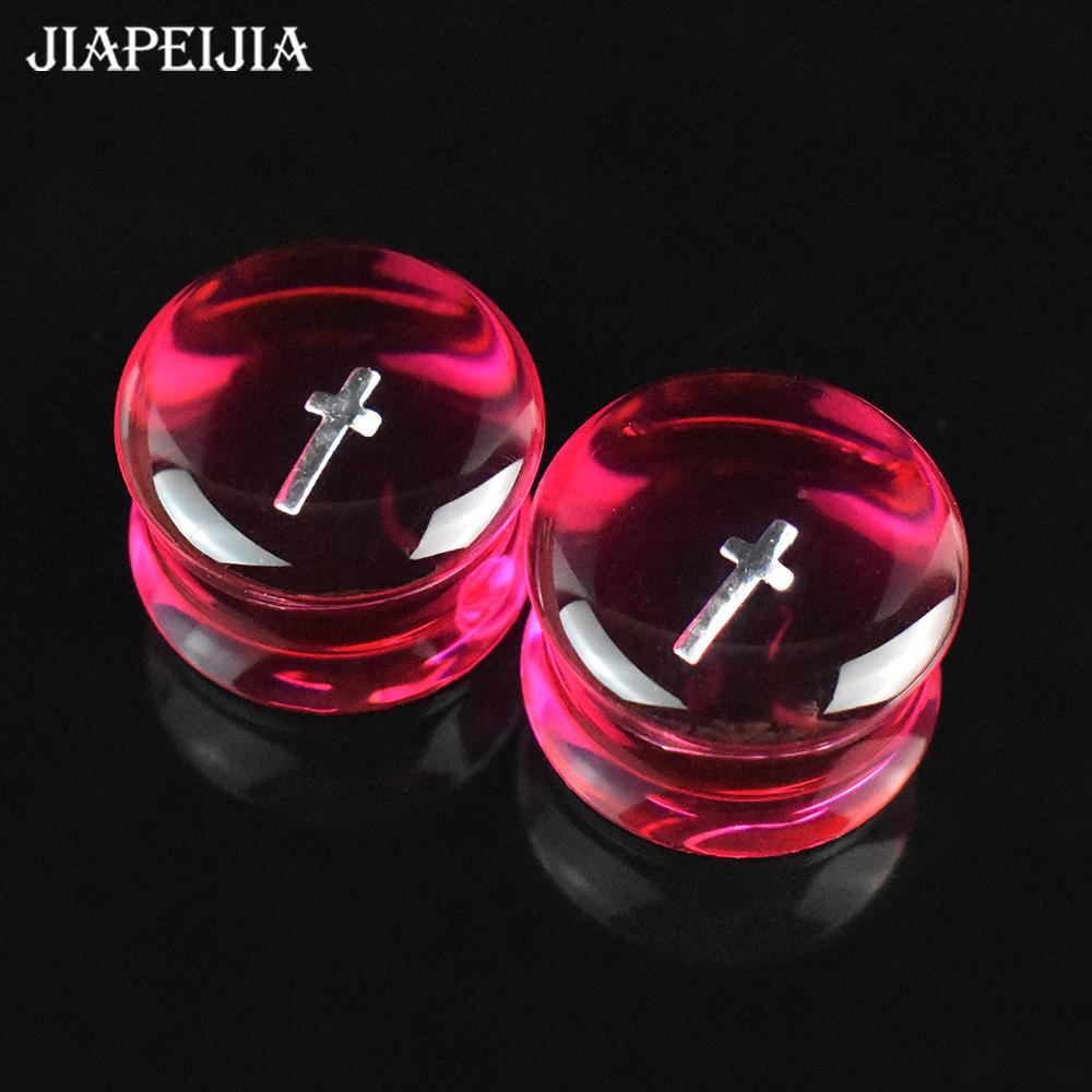 2 Stück Kreuz Ohr Tunnel Dehnstäbe Double Flared Plug Ohr Expander Dehner Körperpiercing Schmuck