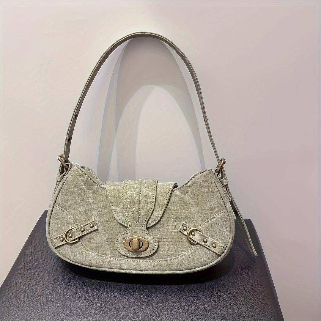 Винтажная холщовая сумка Crescent — прочный плечевой ремень — вместительная повседневная — фото 2