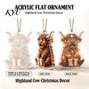 Christmas Tree Wall Bag Decorations 2026 Highland Cow Advent Calendar, 2D Flat Acrylic Unique Ornament Series Ornaments, 24 Days Countdown Gift