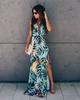 Spring and Summer New European and American Women's Clothing Sleeveless V-neck Printed Slim-fit Dress Long Dress New