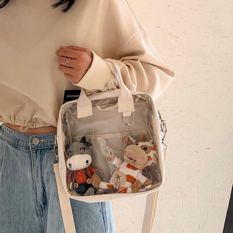 Japanese Kawaii Girl Bag Canvas Large Capacity Crossbody Purse For Daily Use