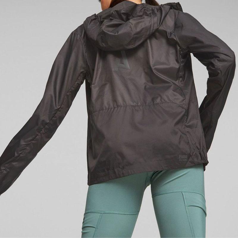 Puma W Seasons Lightweight Packable Hooded Jacket With Logo Print Women Jacket Black 524126-01