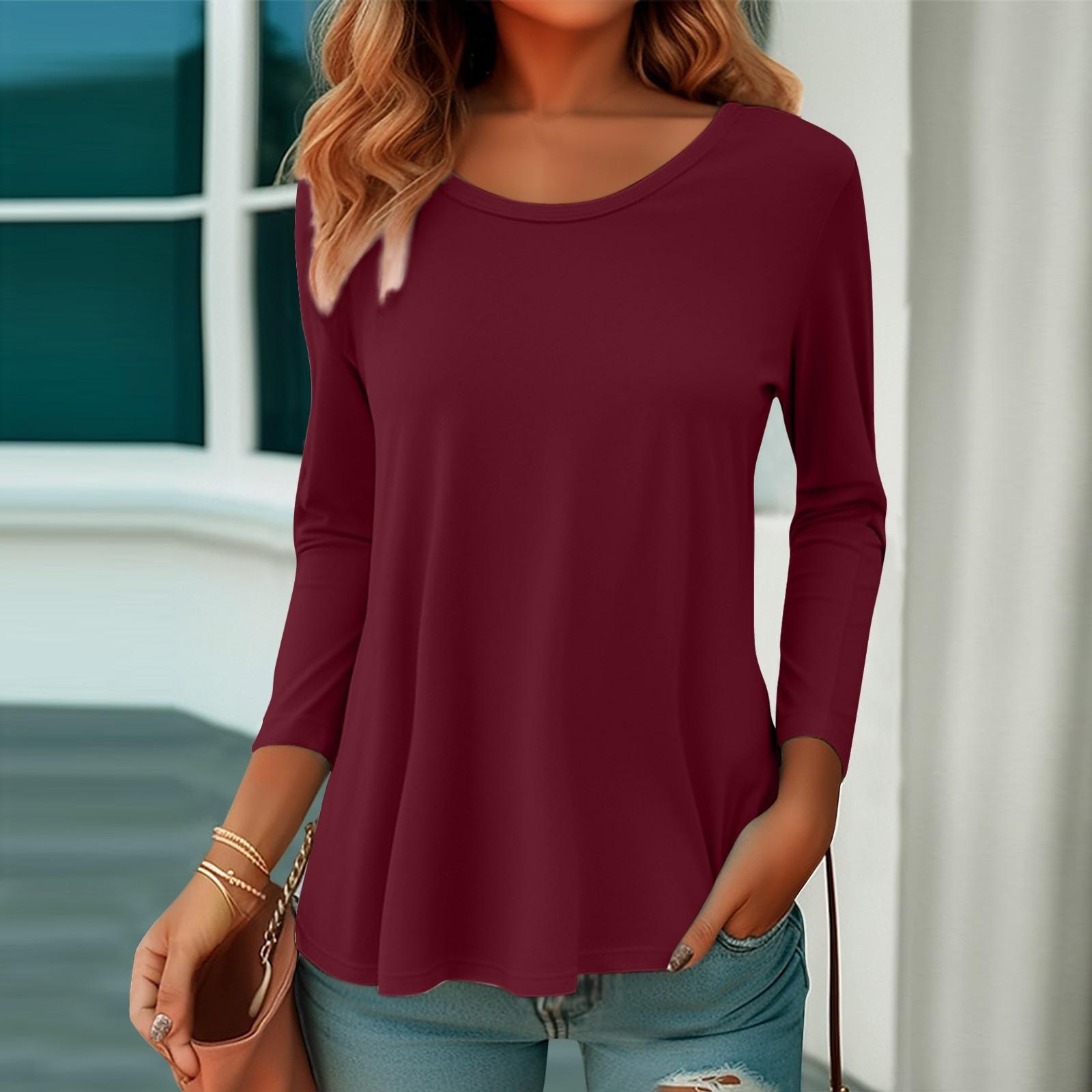 

Women s Casual Fashion Color And Gradient Color Long Sleeve O-Neck Pullover Top Blouse M