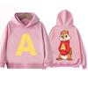 Sweat à capuche dessin animé Alvin et les Chipmunks Vert et Rouge Promotion Film pour enfants Animation Manches longues Sweat à capuche