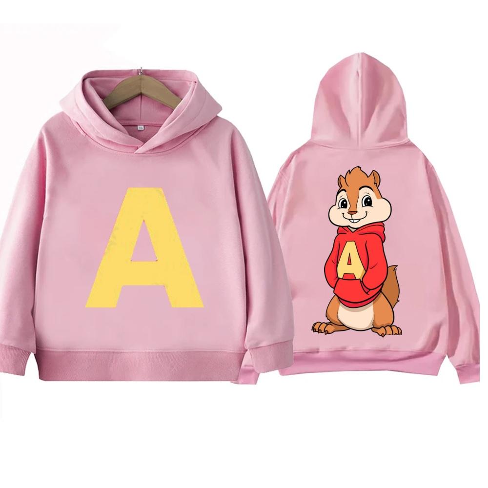 Sweat à capuche dessin animé Alvin et les Chipmunks Vert et Rouge Promotion Film pour enfants Animation Manches longues Sweat à capuche