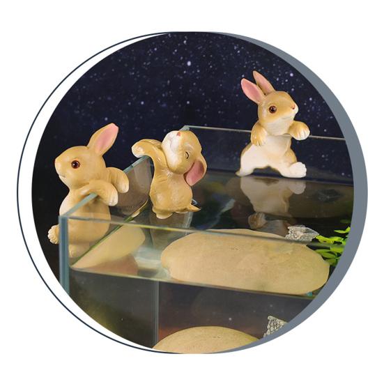 3Pcs Climbing Bunny Figurine Simulated Rabbit Statue Resin Animal Sculpture Outdoor Garden Flower Pot Hugger Hanger Ornament Decoration