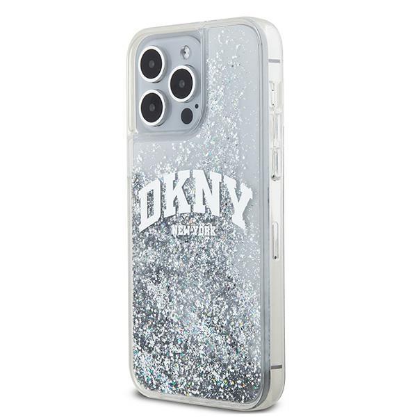 Etui do iPhone 15 Pro Max DKNY Liquid Glitter Big Logo Białe