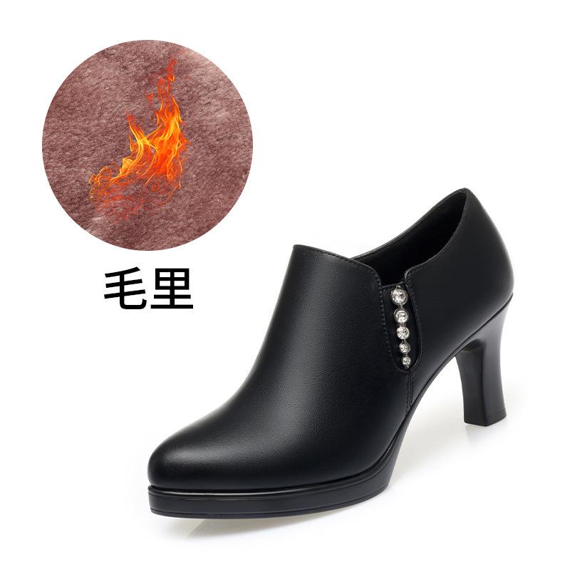 

Мягкая кожаная водонепроницаемая платформа с высоким каблуком, элегантные женские туфли с глубоким носком, модные женские туфли для подиума из кожи 40