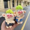 Animal Adorable Keychain Funny Green Hair Plush Animals Angry Pig Doll Pendant Backpack Decoration Soft Stuffed Toy Gift