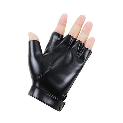 Fingerlose Herrenhandschuhe Pu-Leder Motor Punk Handschuhe Männliche Fäustlinge Schwarz Halbfinger Outdoor Taktische Herren Leder Fahrhandschuhe