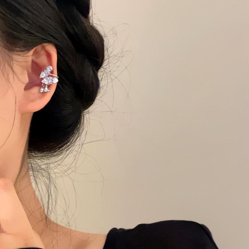 Zirconia Geometric Double Layer Non-Piercing Ear Clips – Elegant French Style Earrings