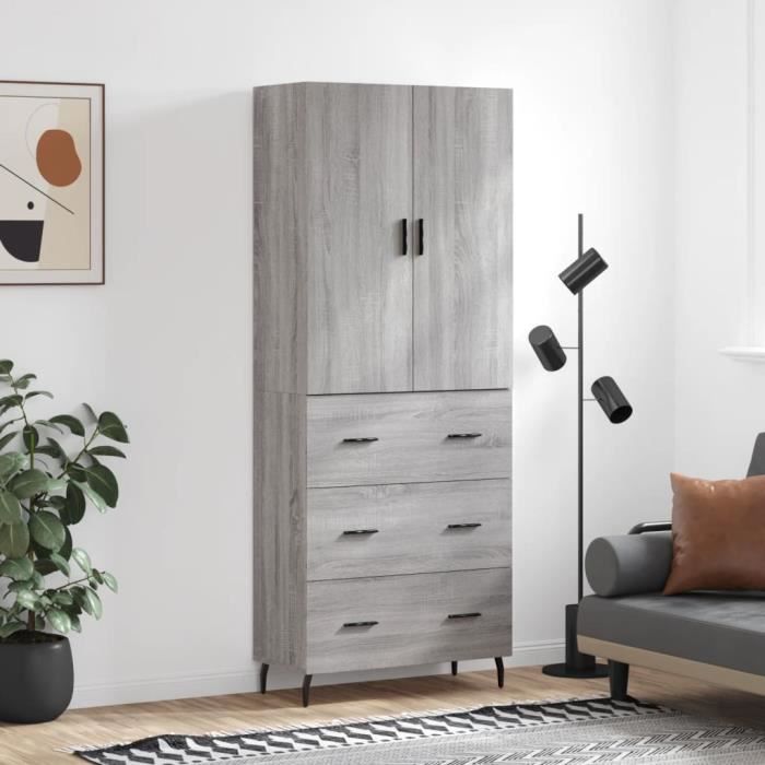 VidaXL Highboard Sonoma Grey 69.5x34x180 Cm Engineered Wood 3195865