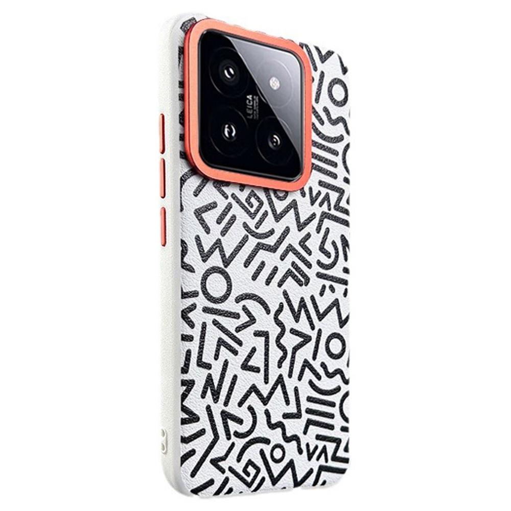 For Xiaomi 14 Case Pattern Graffiti PU+PC+TPU Phone Cover with Metal Lens Frame