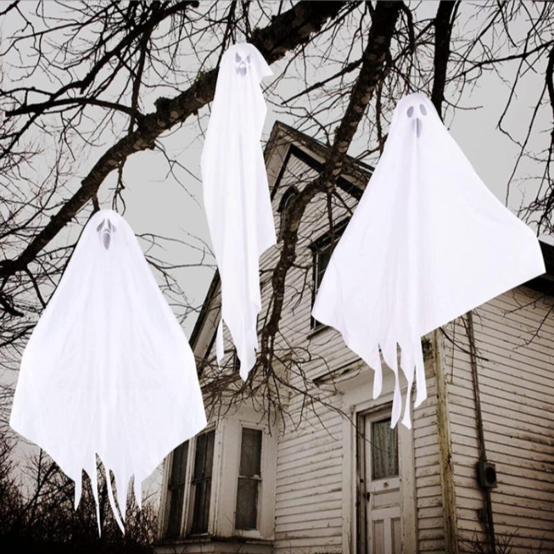1-10PCSHalloween Hanging Light Up Ghost Decoration White Scary Spirit Prop for Door Haunted House Escape Room Horror Scene Decor