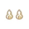 S925 silver plated stud earrings small red book with national tide parity stud earrings mini inset zircon Zhaoci copper money small gourd earrings