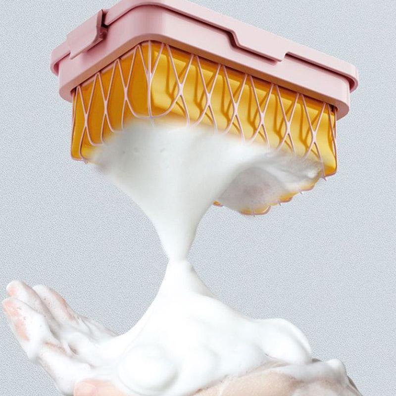 

Houseeker Soap Bubble Box Mesh Soap Holder Double Layer Soap Dish With Elastic Mesh Bathroom Kitchen Bubble Case For Foaming