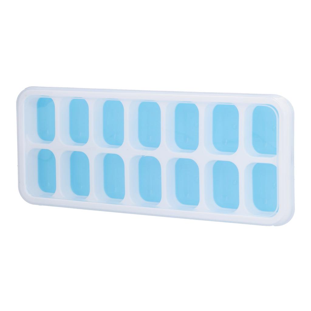 Ice Cube Tray Food Grade Plastic Silicone Ice Mold with Removable Lid for CocktailBlue