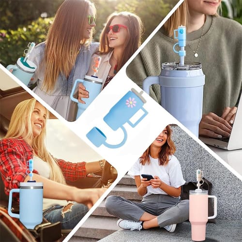 Stanle Tumbler Straw Caps, Dustproof Silicone Covers, Cute Lids, Reusable Indoor/Outdoor Use, Fits 10mm Straws (Set of 5)