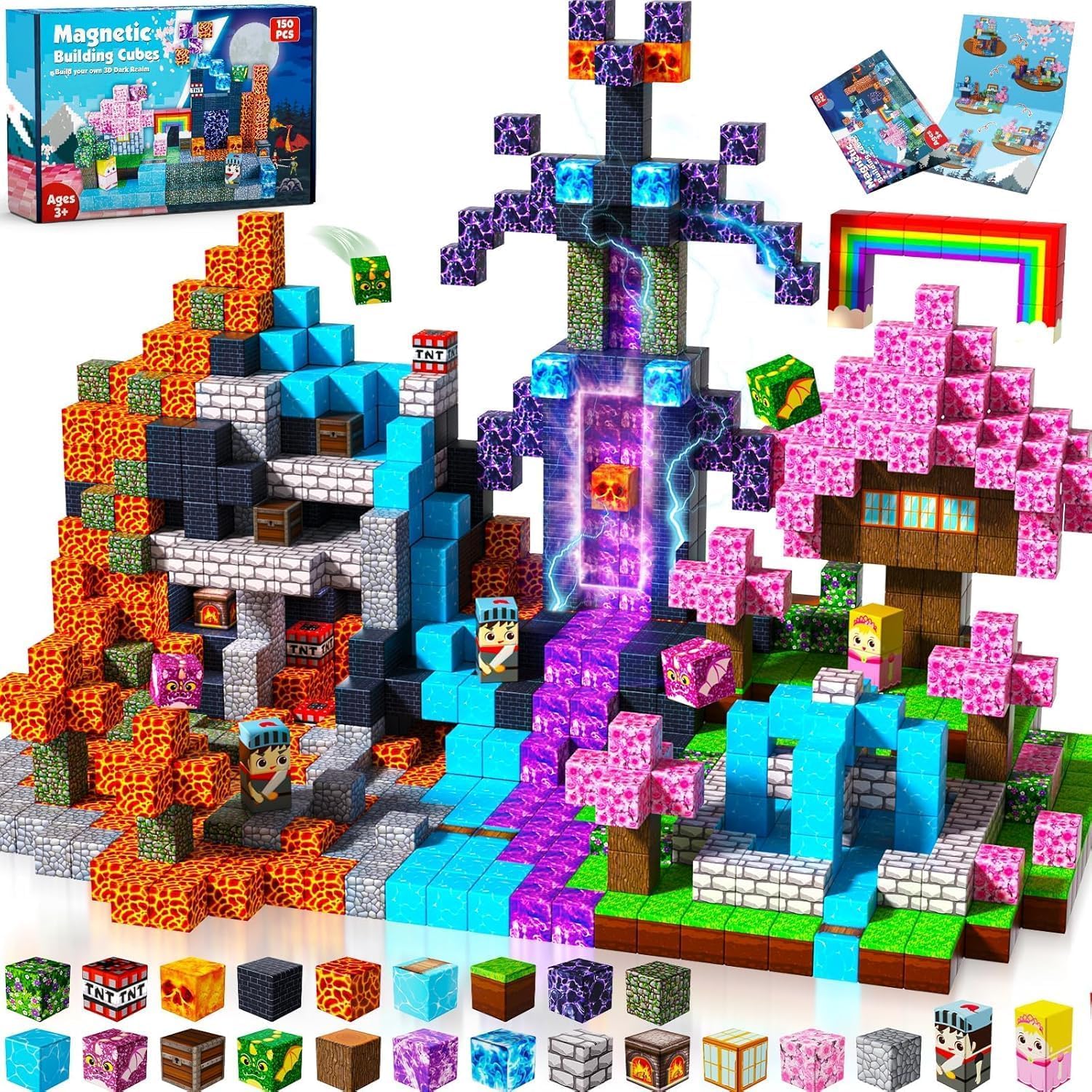 

GraceDuck 150 Pcs Magnet Blocks Magnetic Building Toys Educational Toy Kids Children Gift Boys Girls Birthday Christmas