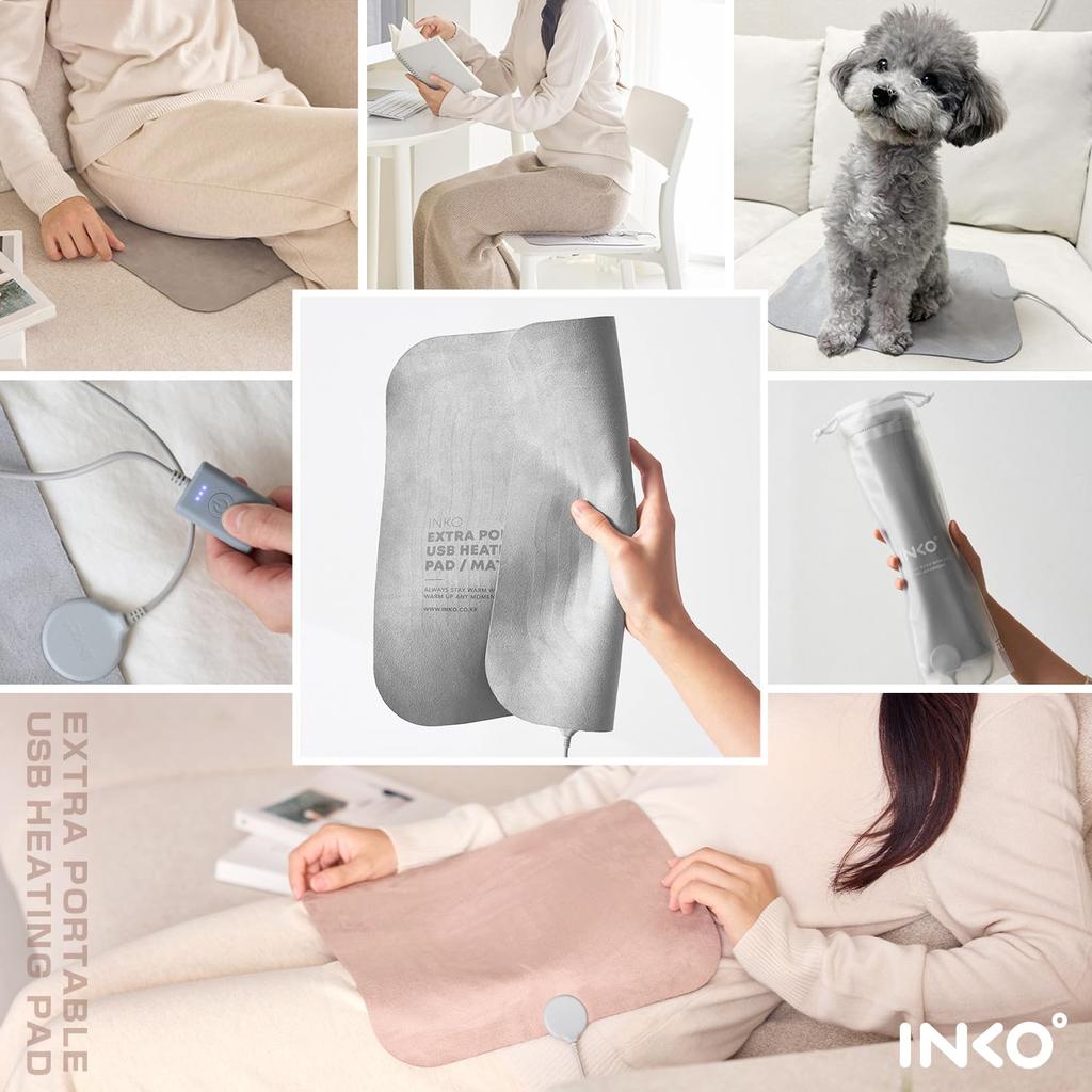 INKO EXTRA Varmepute Semsket skinn Teknologi Blekk Oppvarming Varm Matte Ultratynn Drevet Opp til 18W Effekt Rask Oppvarming Elektrisk Varmematte 3 Nivå Temperatur
