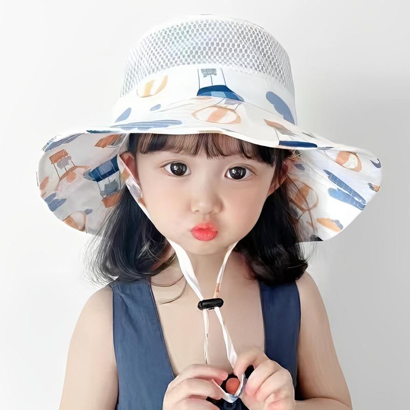 Children'S Large Brim Sun Protection Summer Thin Mesh Breathable Fisherman Hat Kindergarten Hat Girl Baby Sun Hat