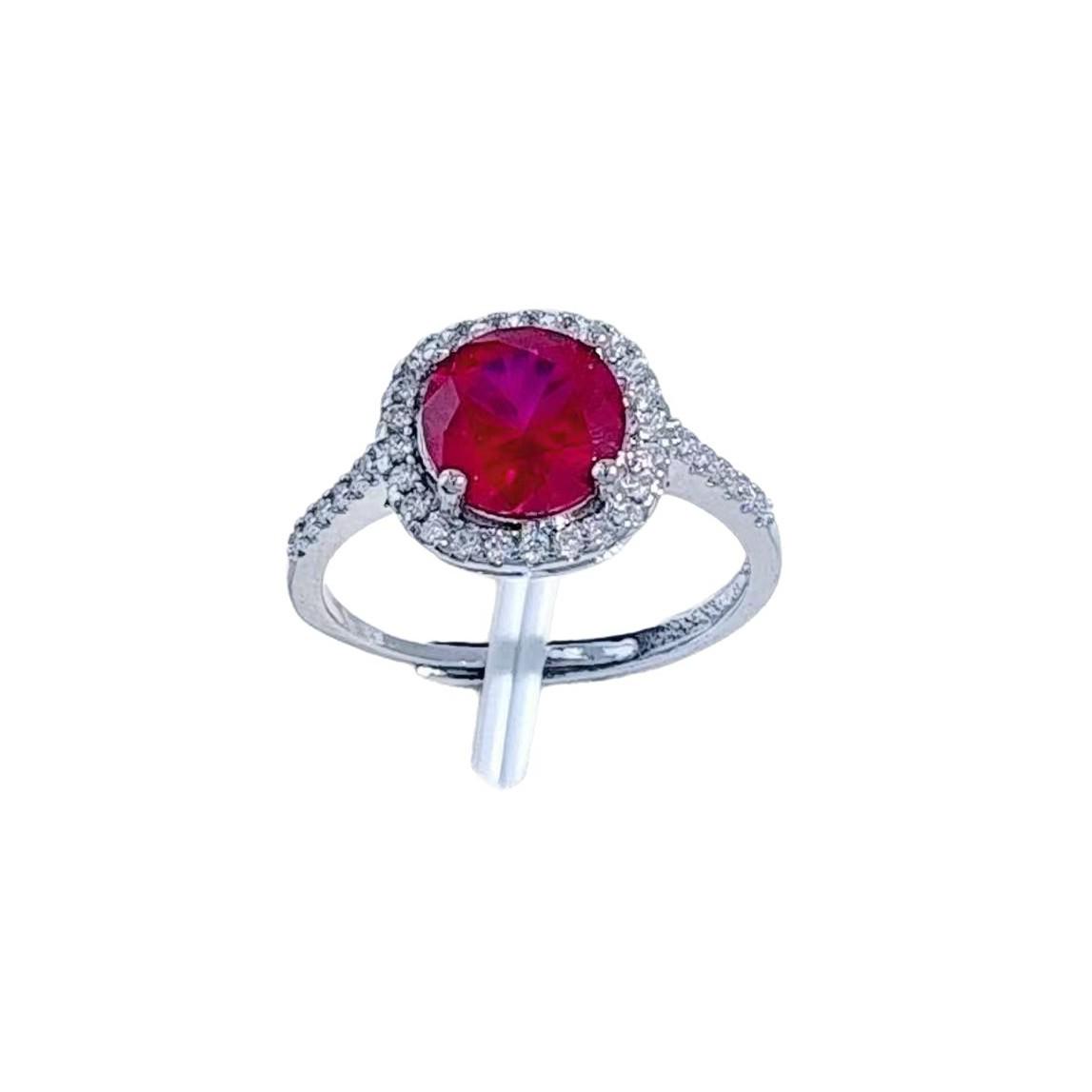 Elegant 2-Carat Simulated Ruby Ring – High-End Red Corundum Gem Jewelry Blue A6 Adjustable Ring