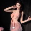 Pink bow three-point erotic underwear pure desire temptation splicing mesh perspective free-to-take set